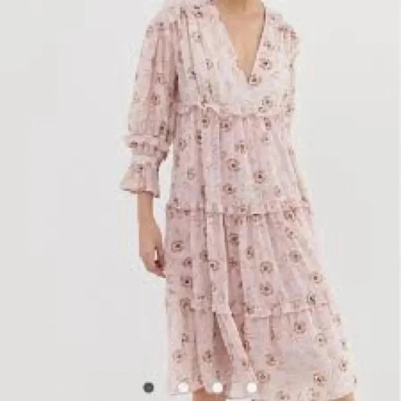 Ghospell Midi Dress Tiered Floral Size Small - Picture 2 of 7